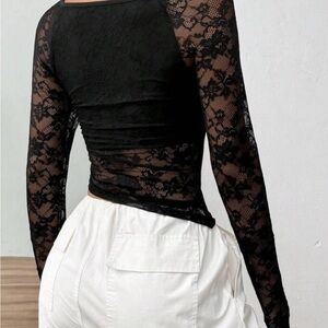 Black lace long sleeve top #goth